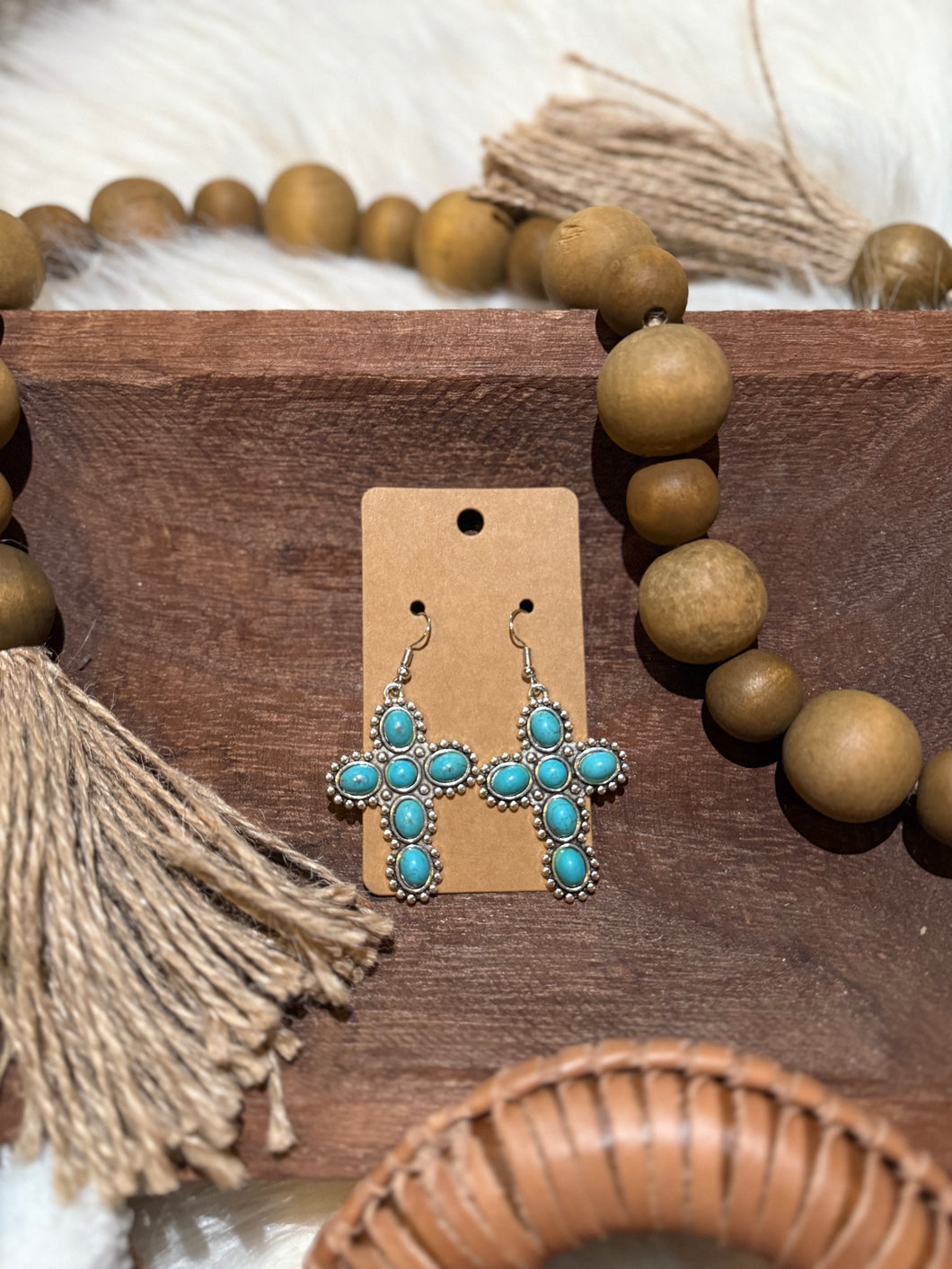 Turquoise Cross Earrings