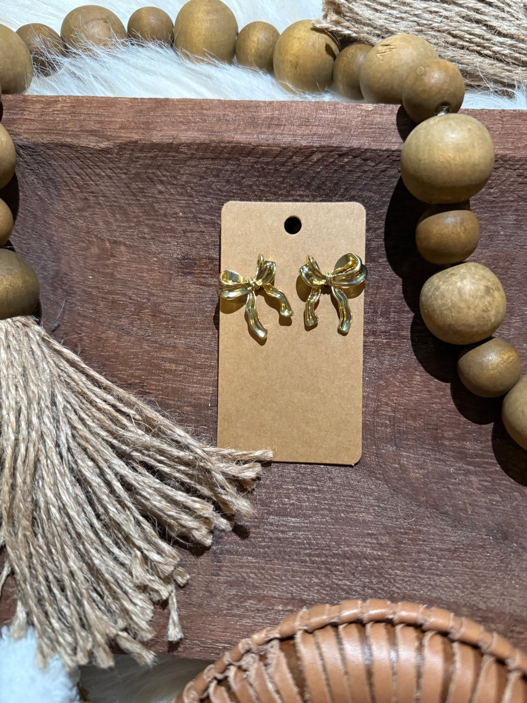 Long Gold Bow Earrings