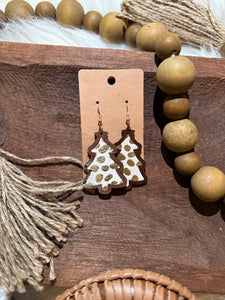 Wooden Christmas Tree Earrings