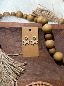 White Heart and Bow Earrings