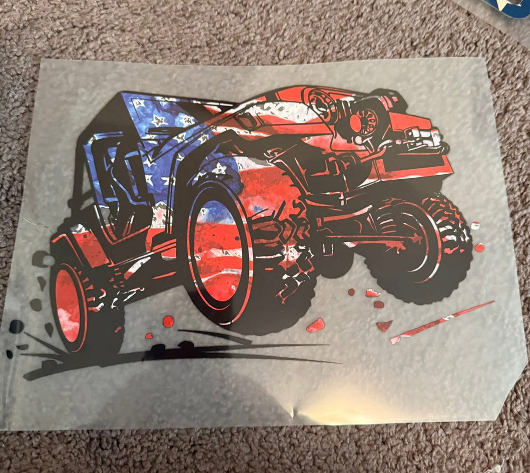 Red, White, and Blue Jeep