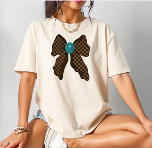 Checkered Teal Bow